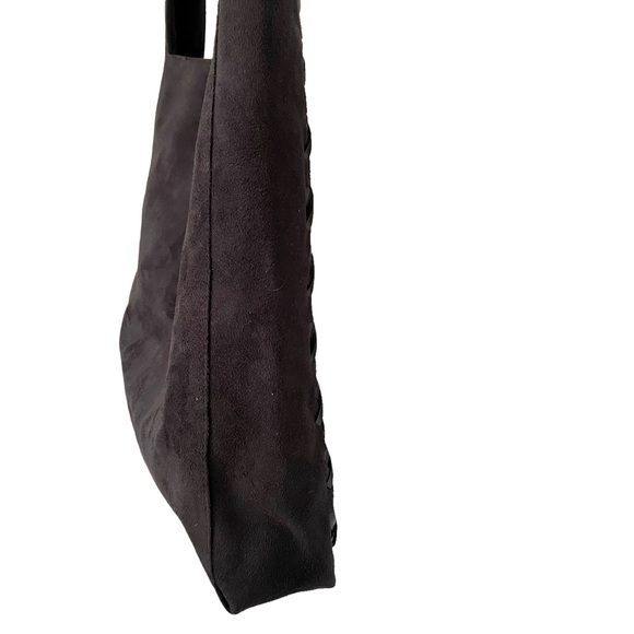 Black Elegant Ultrasuede Handbag Crossbody Messenger/Shoulder Bag Made in Italy - Picture 11 of 14